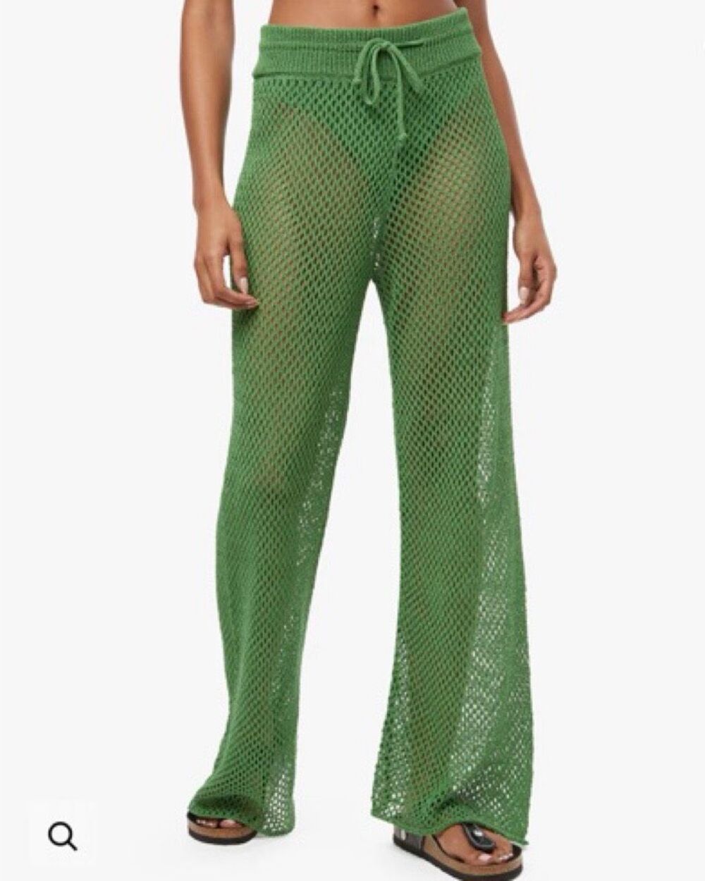 WeWoreWhat Neon Green Crochet Drawcord Wide Leg Pants NWT Small